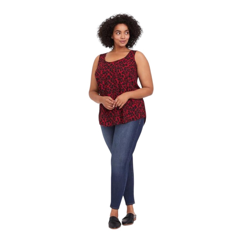 Torrid Georgette Cheetah Print Red Tank Blouse Top | Size L | Torrid Size 0